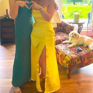 Yellow Pasghetti strap, formal/prom dress